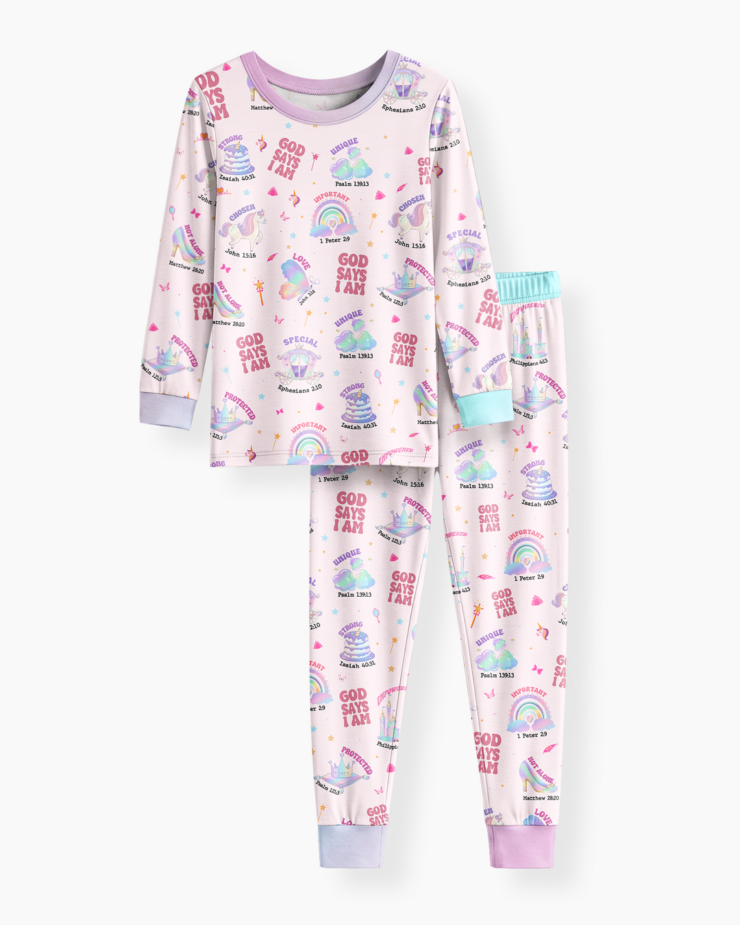 God Says I Am Girl Bamboo Two Piece Long Sleeve Pajama Set