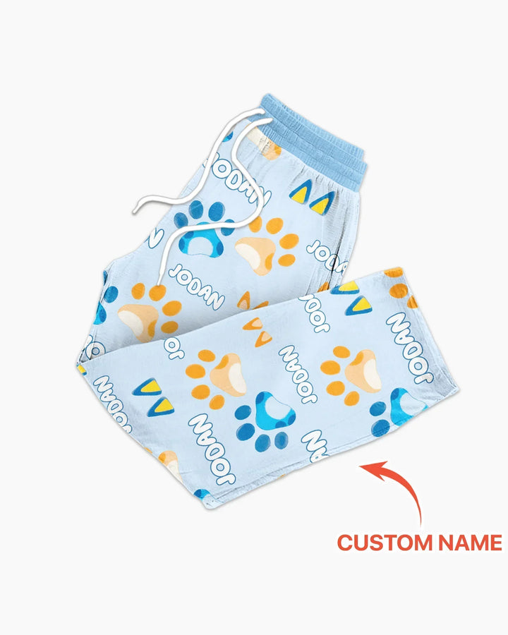 Custom Name Favourite Blue Dog Family Matching Bamboo Men's Pajama Set