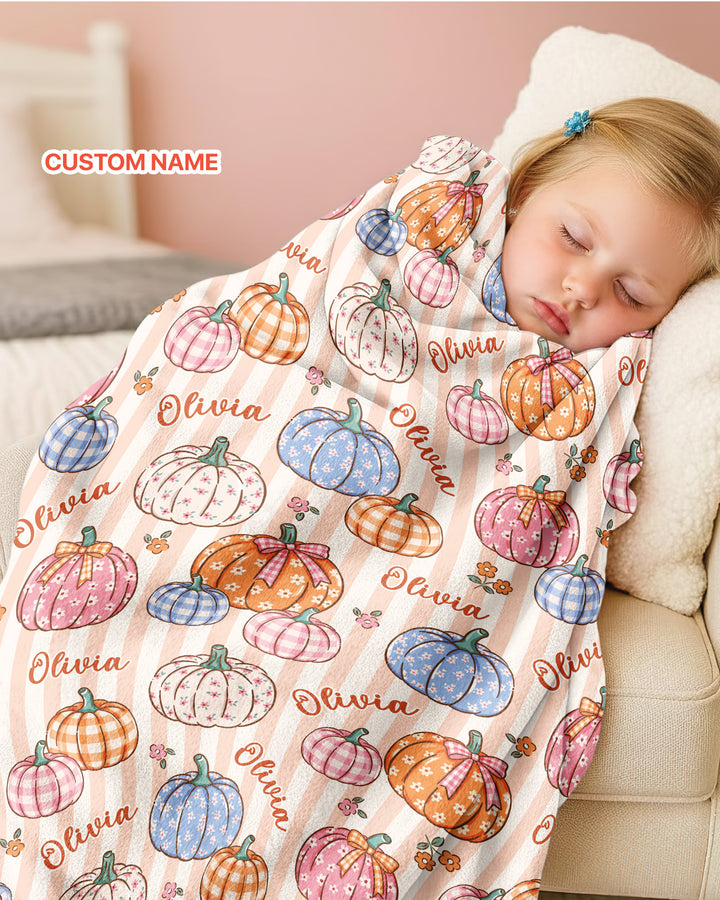 Custom Name Pumpkin Patch Bamboo Blanket