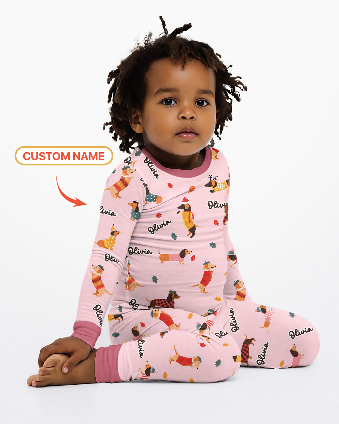 Autumn Dachshund Kids Bamboo Two Piece Long Sleeve Pajama Set