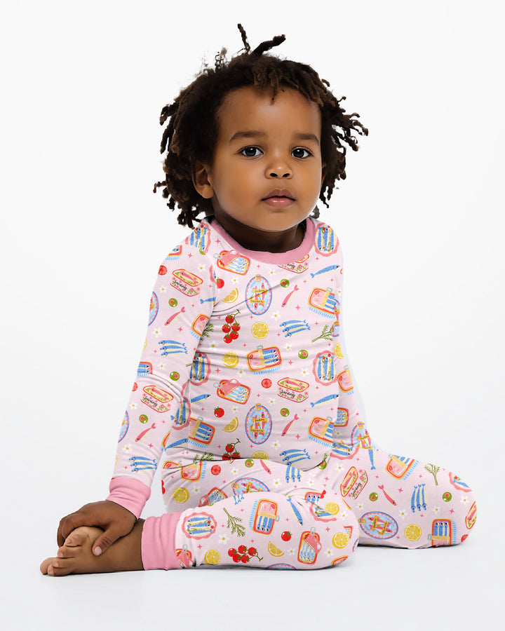 Preppy Sardines Bamboo Two Piece Long Sleeve Pajama Set