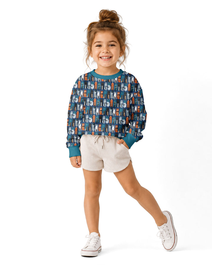 Retro Halloween Cat Bamboo Crewneck Sweatshirt