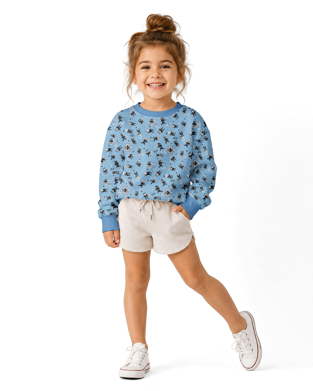 Hockey Dogs - Blue and Black Bamboo Crewneck Sweatshirt