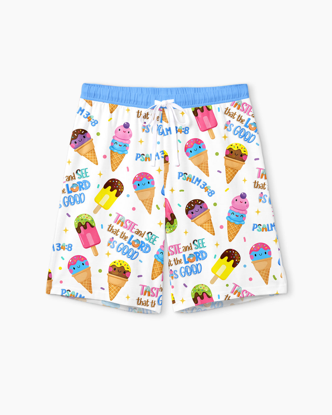 Jesus Summer Ice Cream Taste and See That The Lord Is Good Bamboo Men Short Sleeve Short Pajama Set