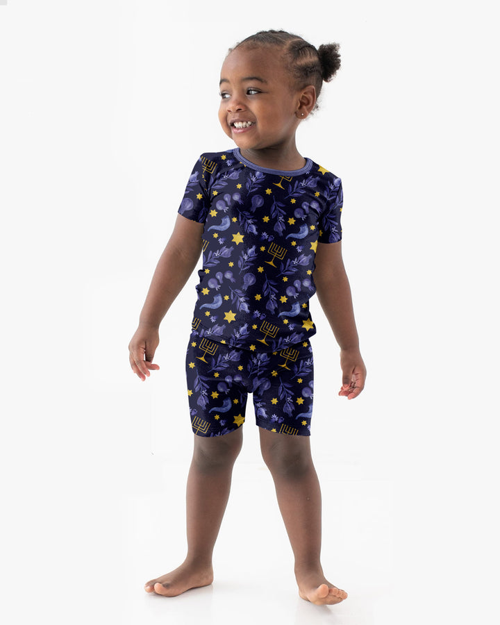 Rosh Hashanah Night Family Matching Bamboo Two Piece Short Sleeve Shorts Pajama Set