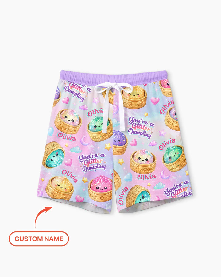 Custom Name You're A Glitter Dumpling Bamboo Women Short Sleeve Short Pajama Set