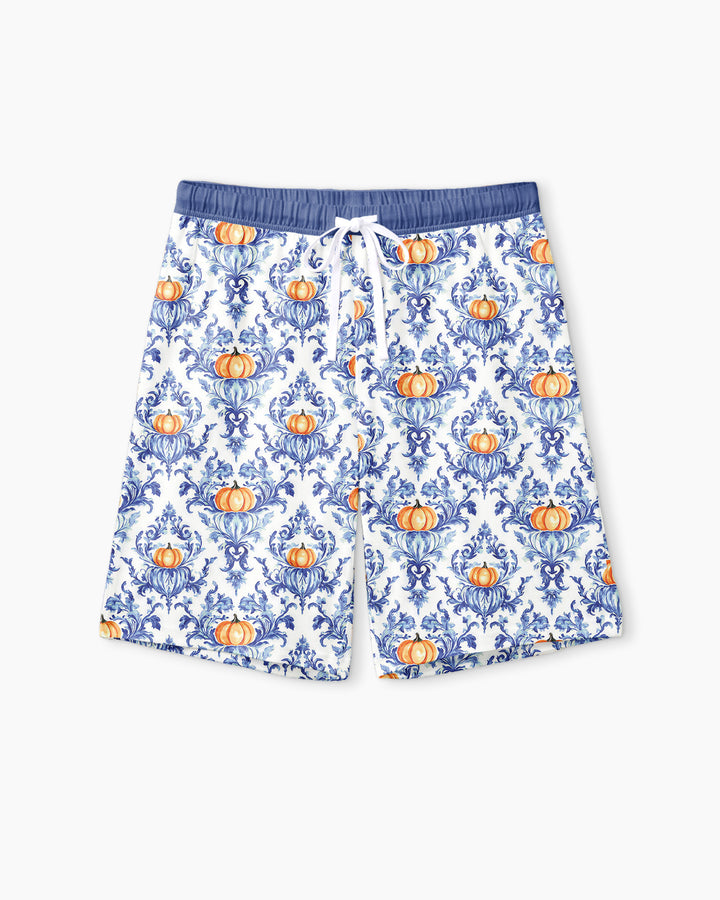 Pumpkin Toile Family Matching Bamboo Men Short Sleeve Short Pajama Set