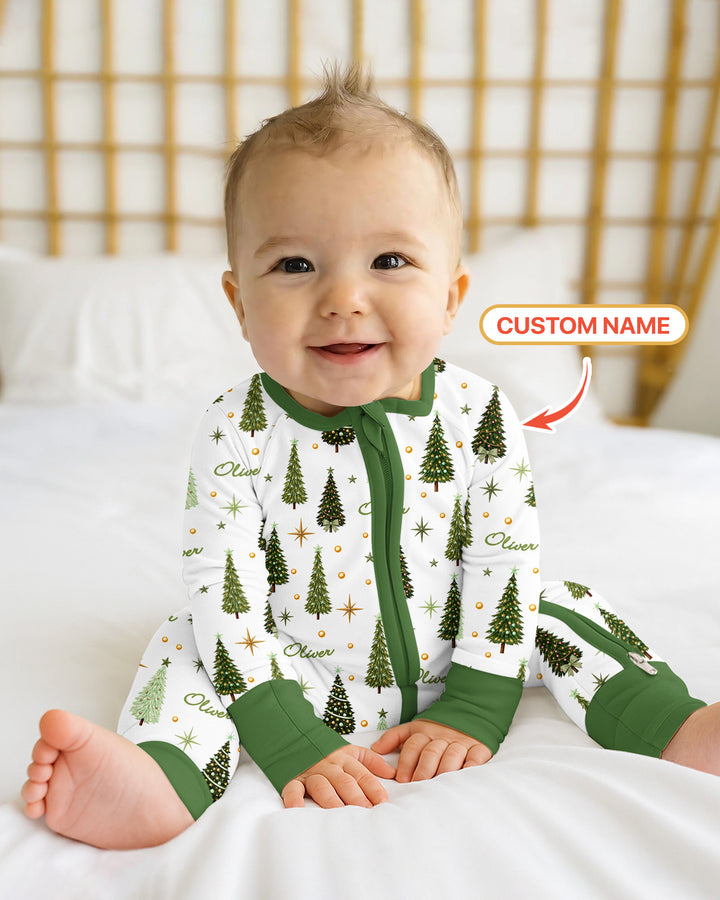 Custom Name Merry Christmas Tree Bamboo Convertible Zippy