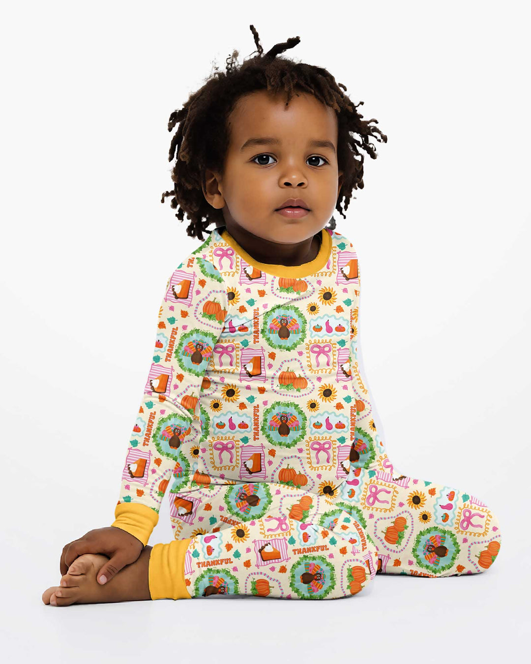Sweet Thanksgiving Harvest Bamboo Two Piece Long Sleeve Pajama Set
