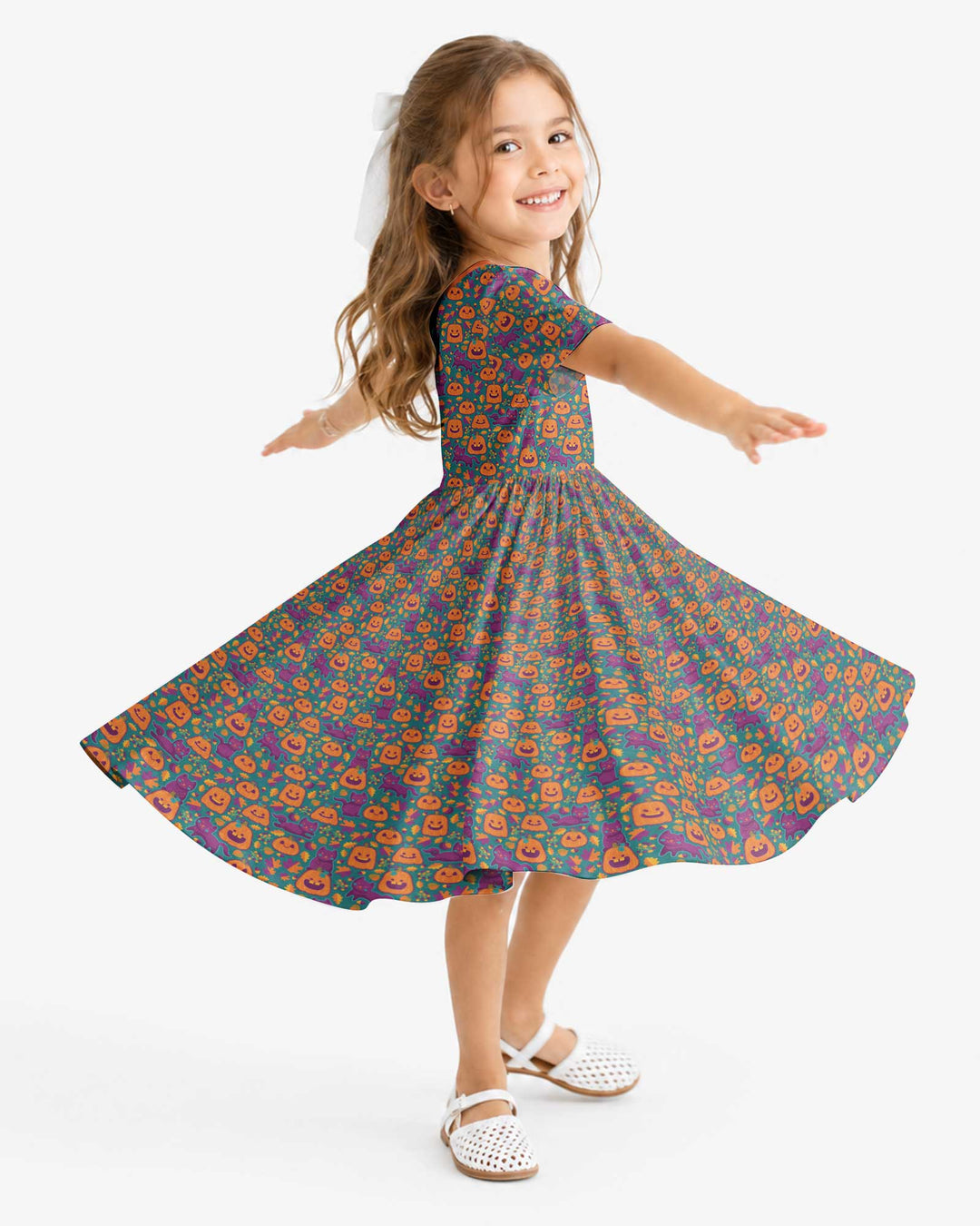 Cats and Pumpkins Bamboo Twirl Dress