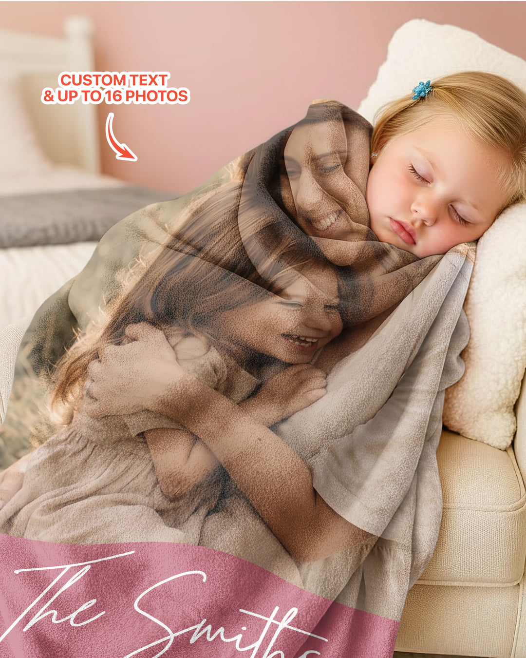 Custom Photo Collage Family Bamboo Blanket