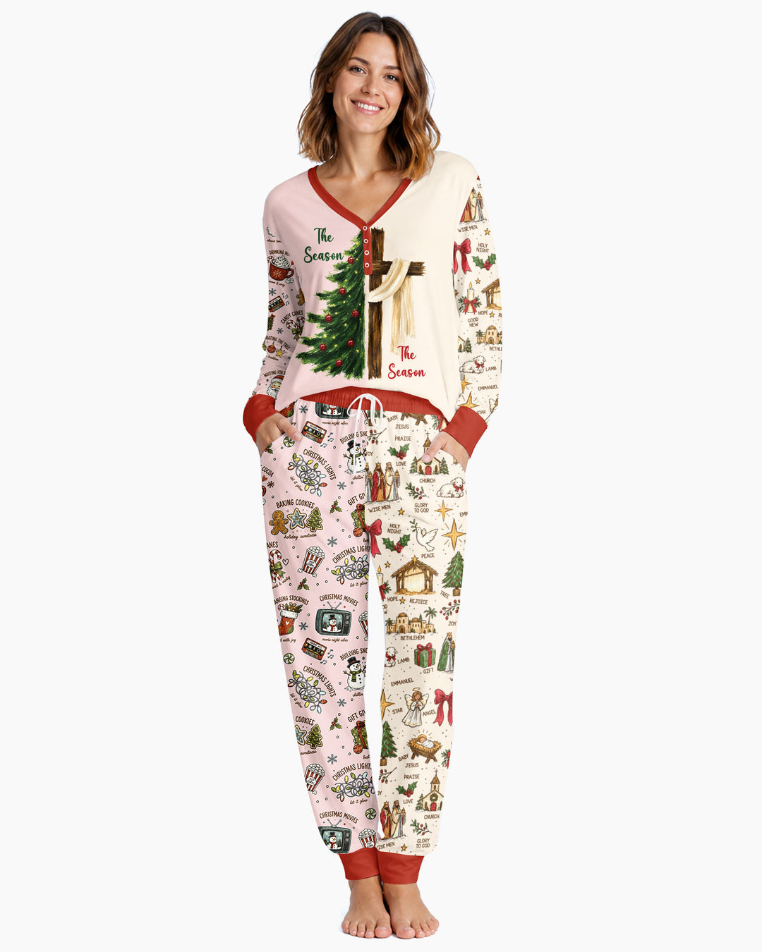 Jesus Is The Reason For The Season Family Matching Bamboo Women Pajama Set