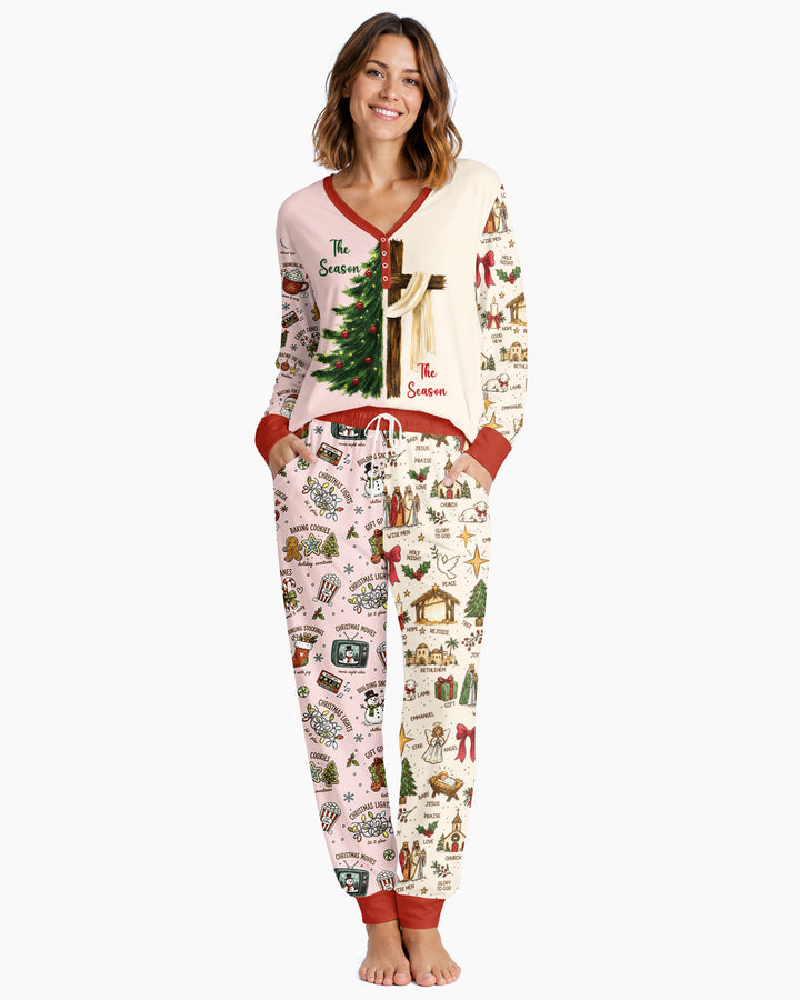 Jesus Is The Reason For The Season Family Matching Bamboo Women Pajama Set