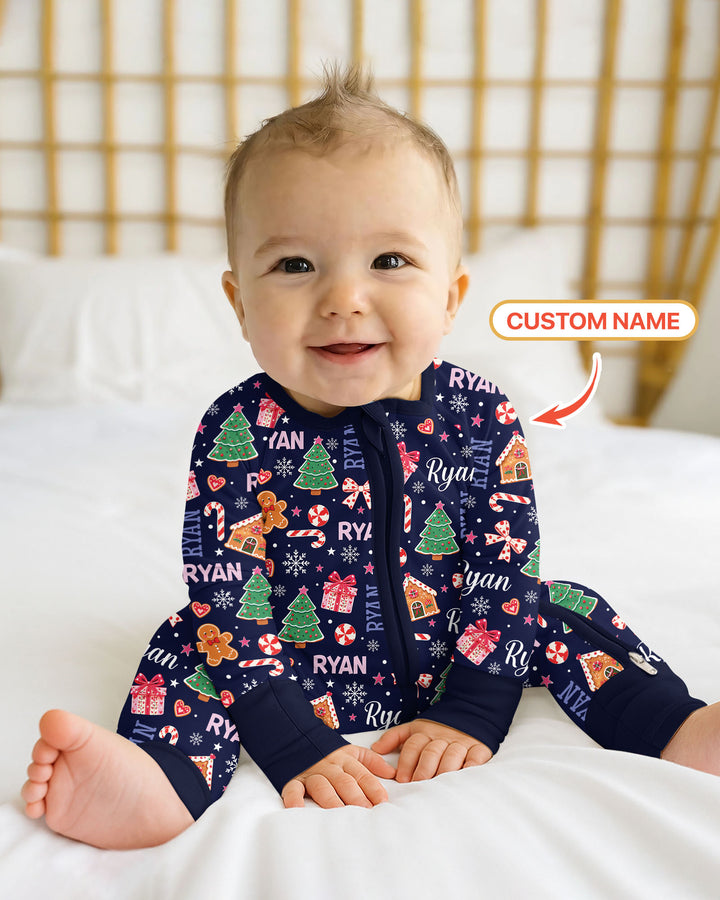 Custom Name Christmas Crew Family Matching Bamboo Convertible Zippy