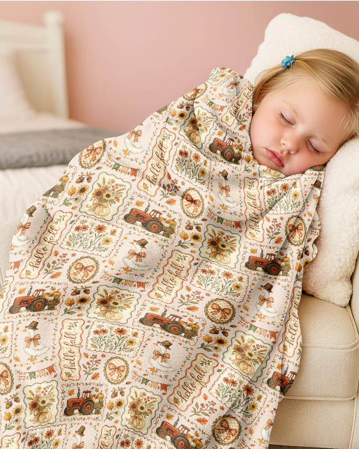 Farmhouse Fall Goose Family Matching Bamboo Blanket