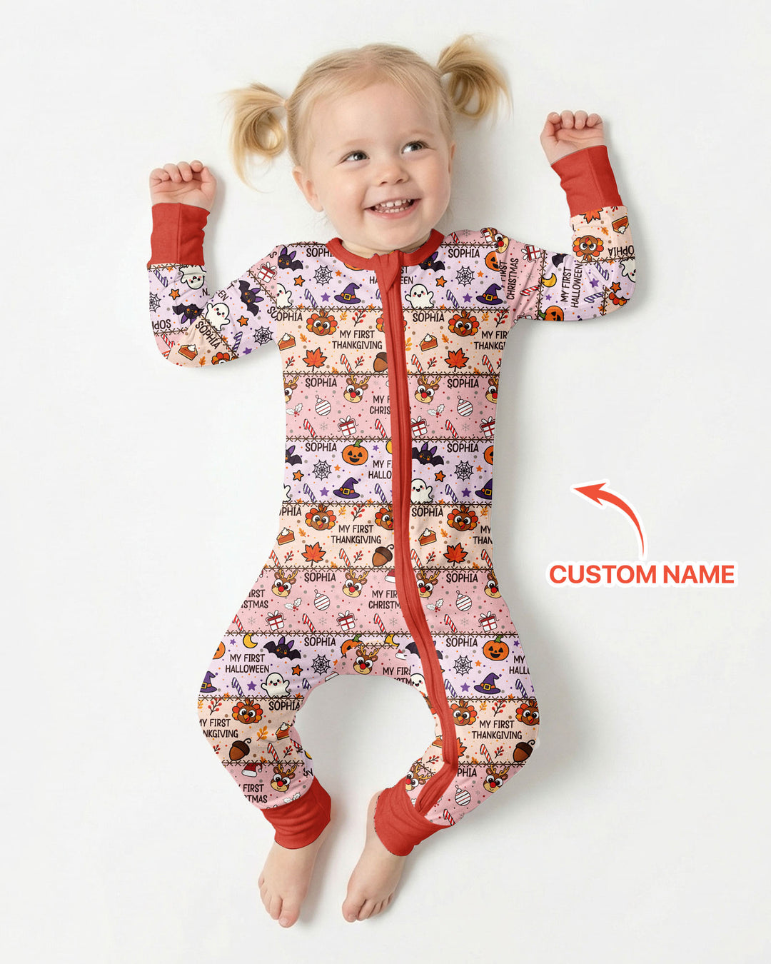 Custom Name My First Hallothanksmas Bamboo Convertible Zippy