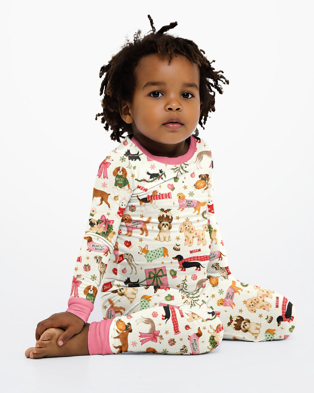 Festive Dog Merry Woofmas Bamboo Two Piece Long Sleeve Pajama Set