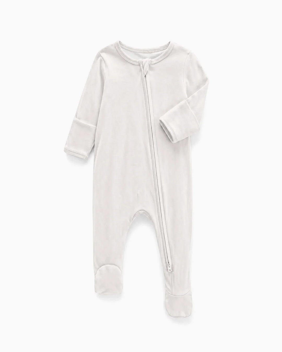 Solid Color Bamboo Zippered Footie Romper