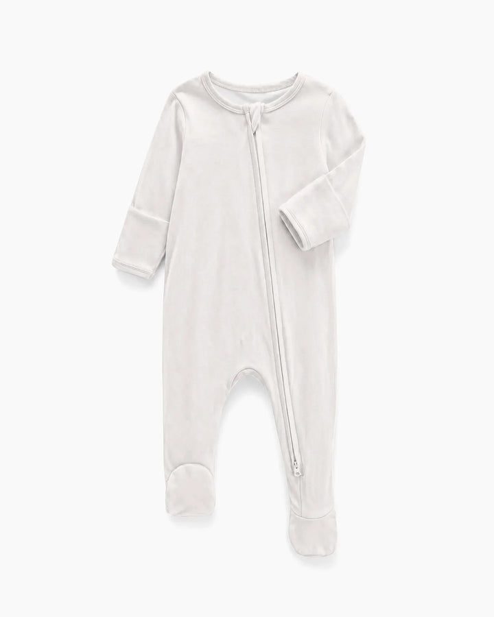 Solid Color Bamboo Zippered Footie Romper