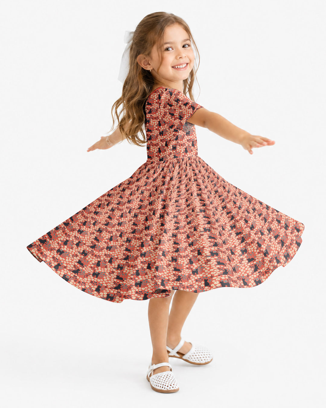 Black Cat Ditsy Bamboo Twirl Dress