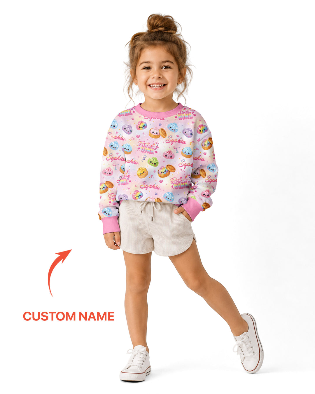 Birthday Girl Glitter Dumpling Bamboo Crewneck Sweatshirt