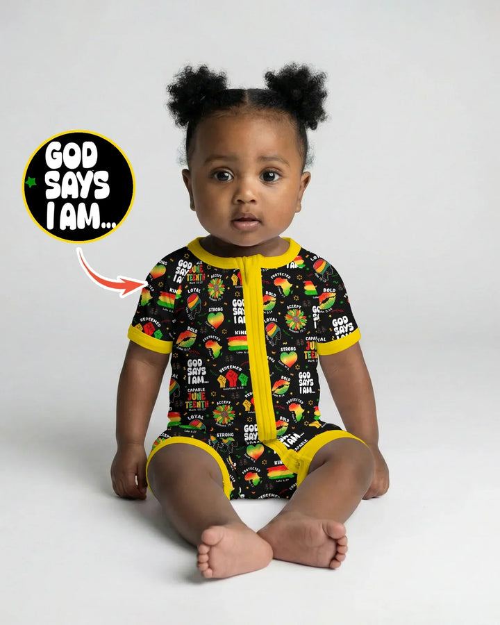God Says I Am Juneteenth Blessings Bamboo Shorty Zippy