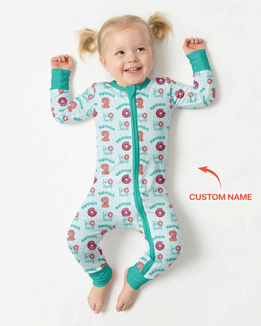 Custom Name Two Sweet Donut Bamboo Convertible Zippy
