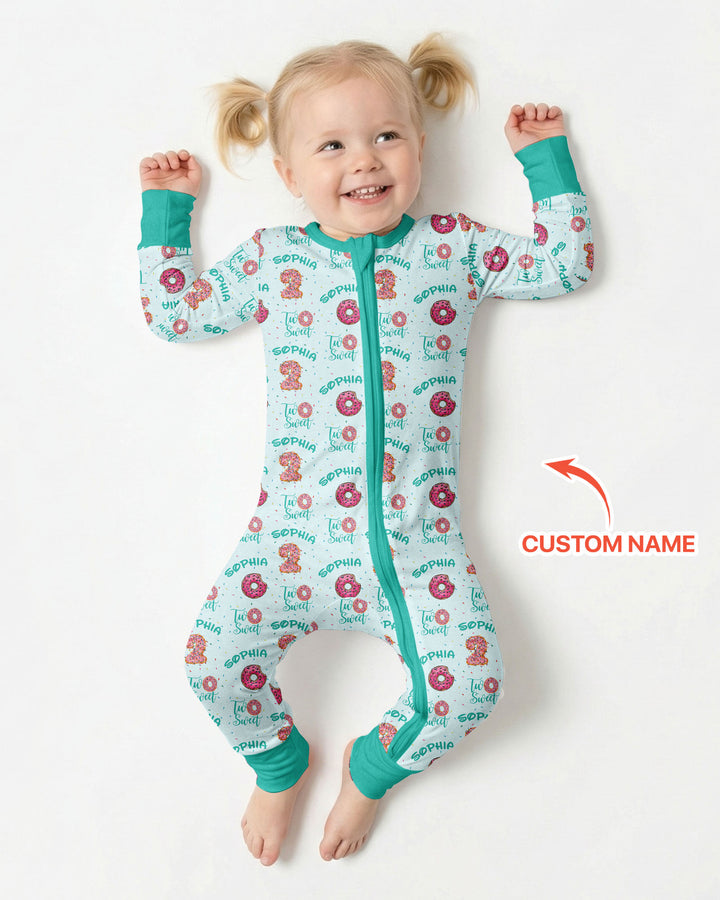 Custom Name Two Sweet Donut Bamboo Convertible Zippy