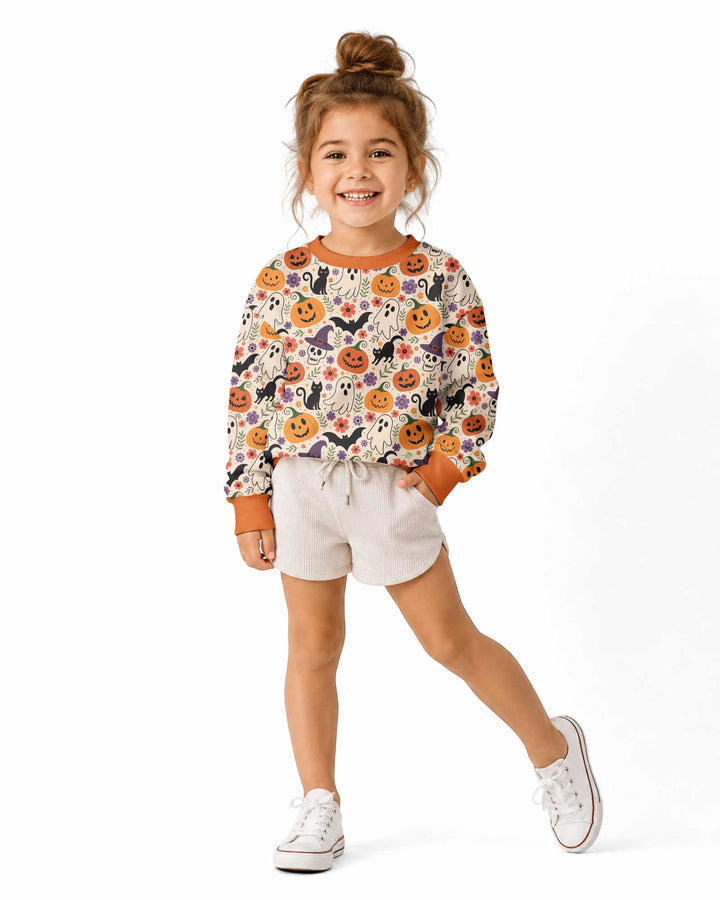 Spooky Halloween Floral Delight Bamboo Crewneck Sweatshirt
