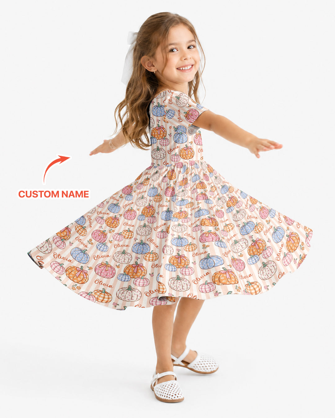 Custom Name Pumpkin Patch Bamboo Twirl Dress
