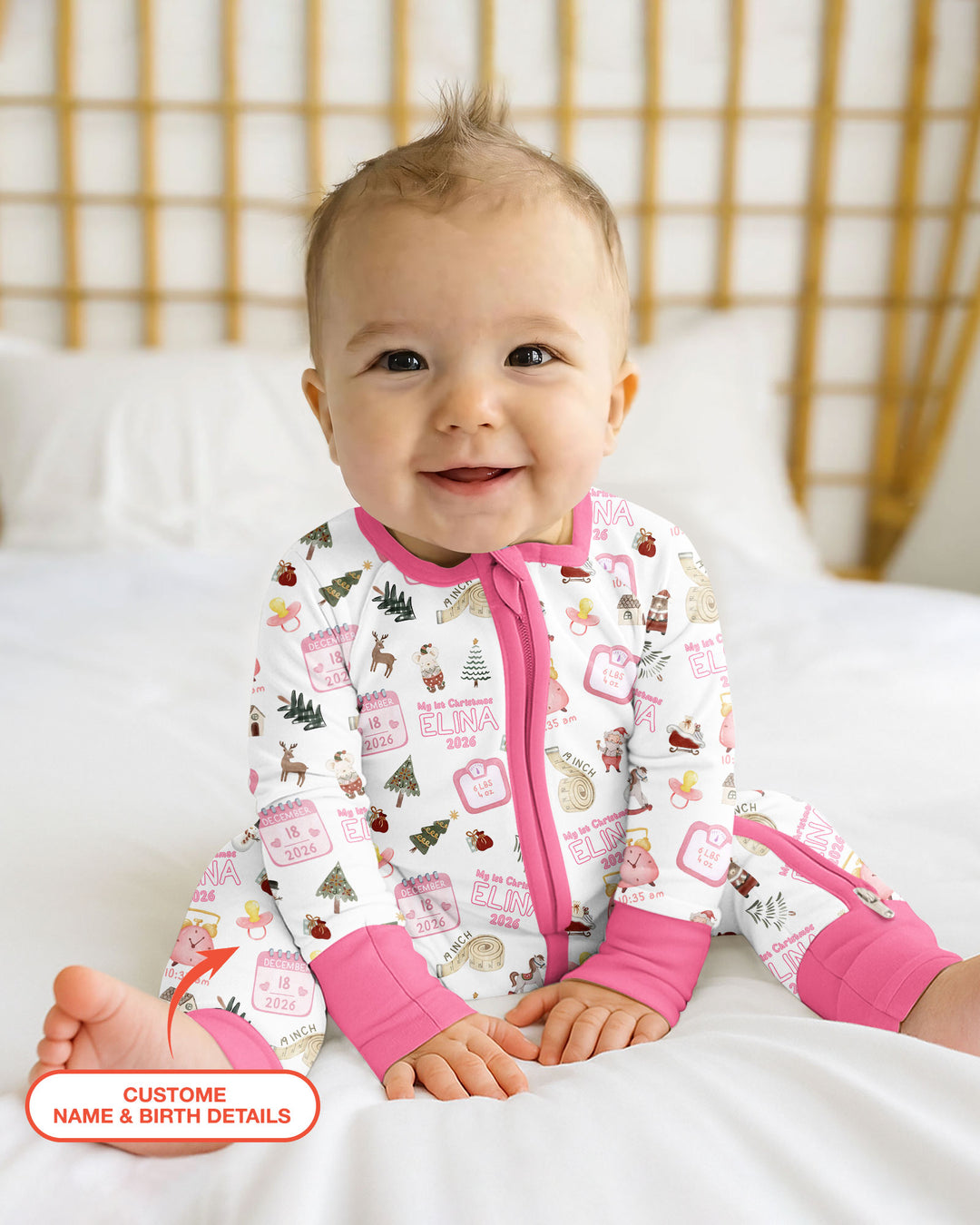 Personalized Baby's First Christmas Bamboo Convertible Zippy
