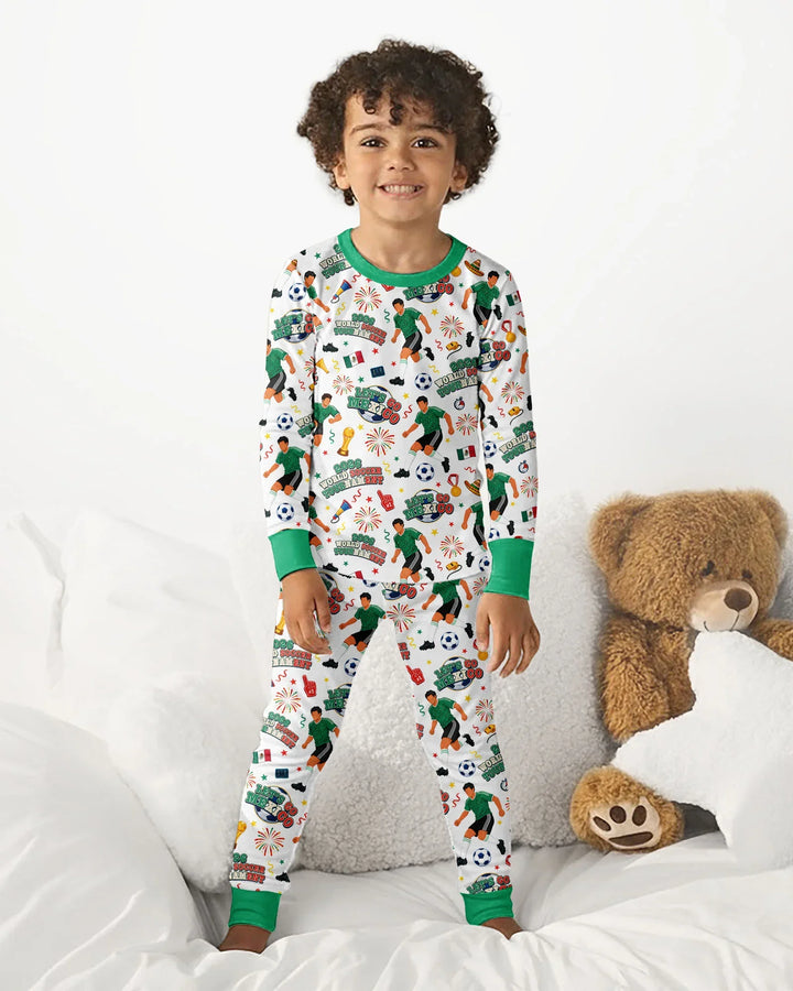 World Soccer Tournament Let's Go Mexico Family Matching Bamboo Two Piece Long Sleeve Pajama Set