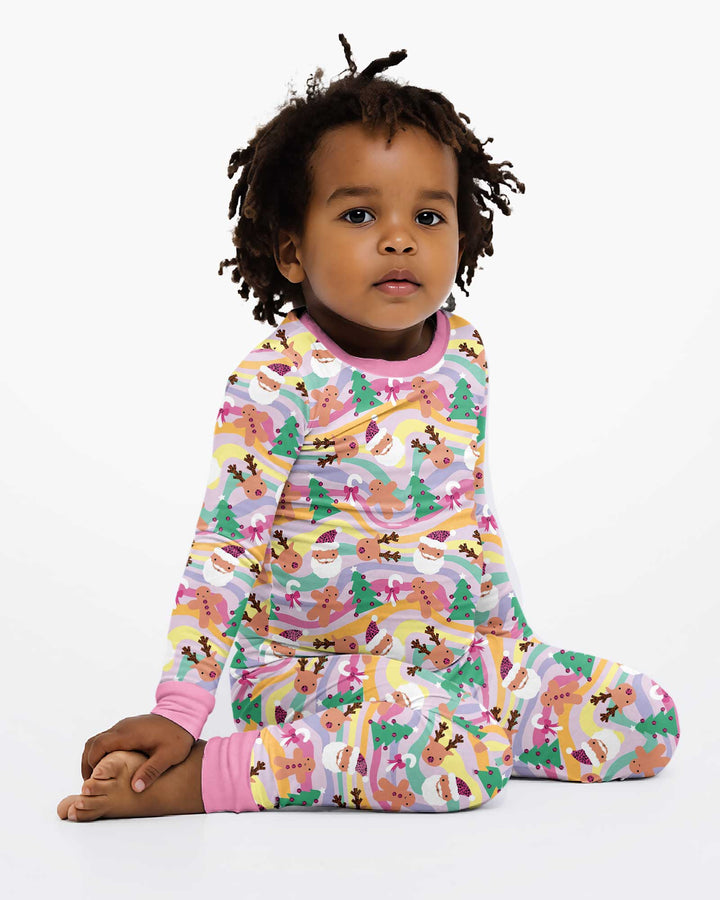 Whimsical Christmas Wonderland Bamboo Two Piece Long Sleeve Pajama Set