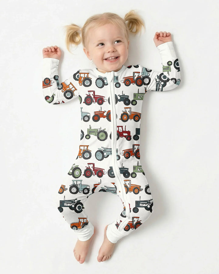 Tiny Tractors Bamboo Convertible Zippered Romper