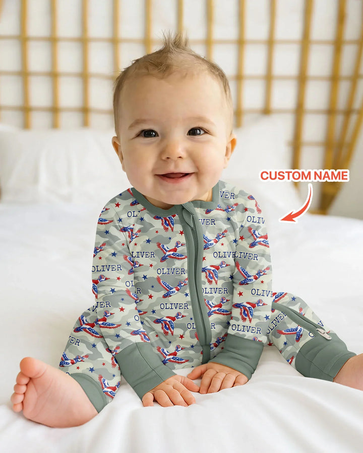 Custom Name America Mallard Duck Family Matching Bamboo Convertible Zippy