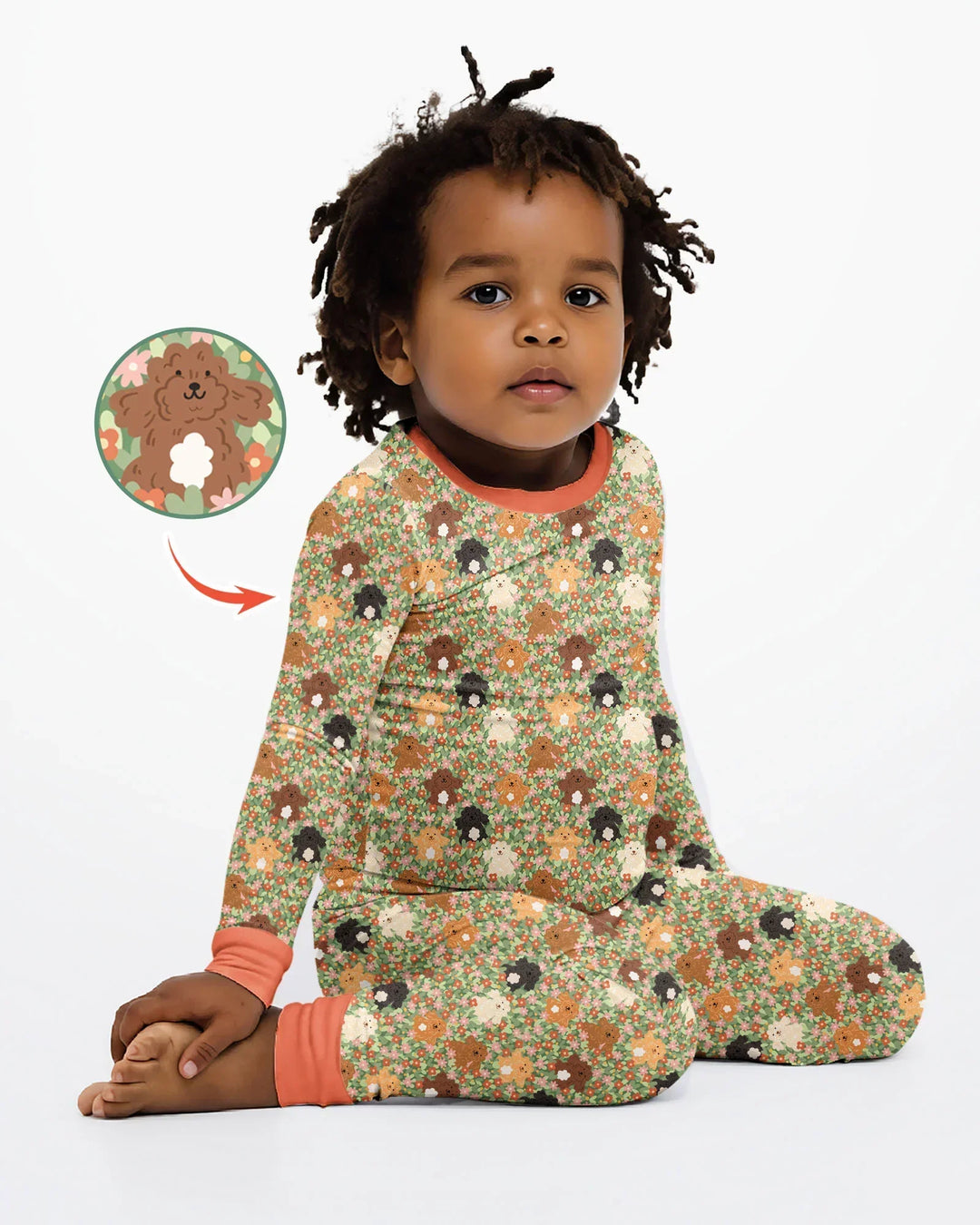 Puppy Garden Family MatchingBamboo Two Piece Long Sleeve Pajama Set