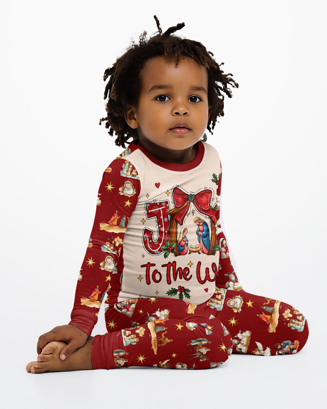 Nativity Joy To The World Bamboo Two Piece Long Sleeve Pajama Set
