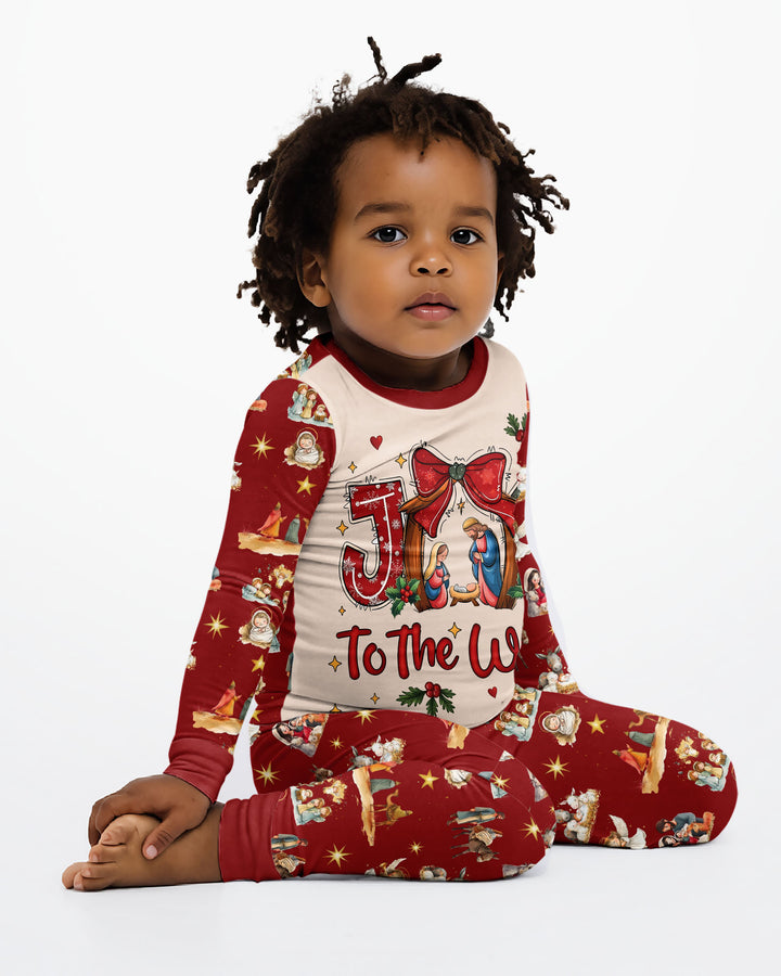 Nativity Joy To The World Bamboo Two Piece Long Sleeve Pajama Set