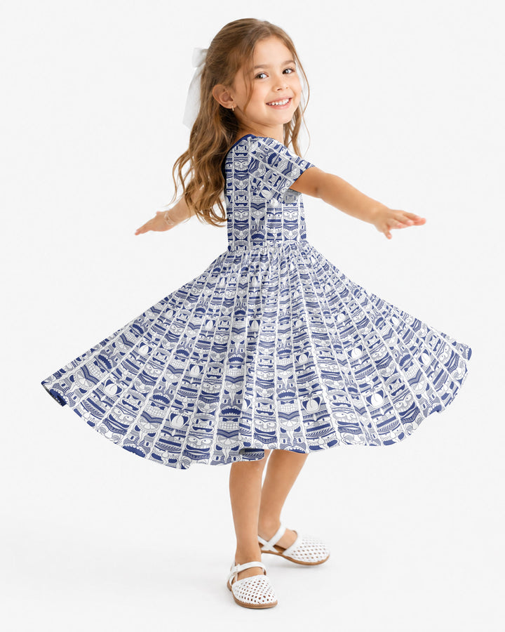 Friendly Totem Pole Figures Bamboo Twirl Dress