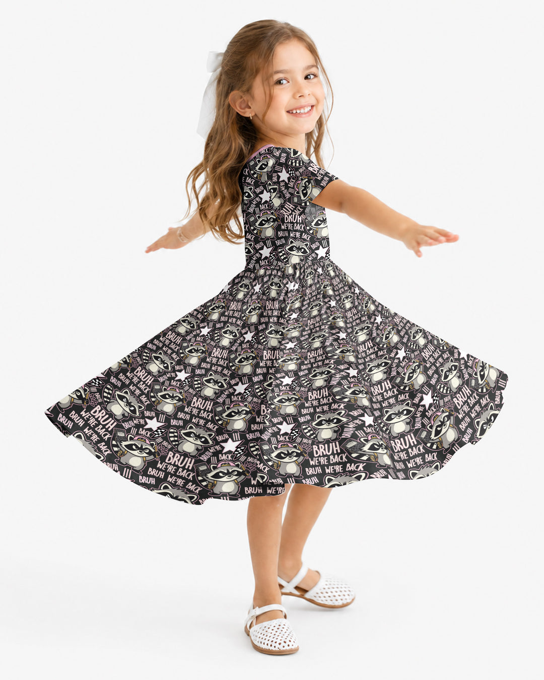 Bruh We're Back Raccoon Bamboo Twirl Dress