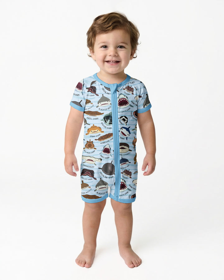Shark Faces Bamboo Shorty Zippy