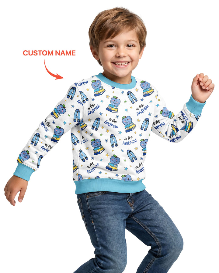 Custom Name Crayon Alphabet Bamboo Crewneck Sweatshirt