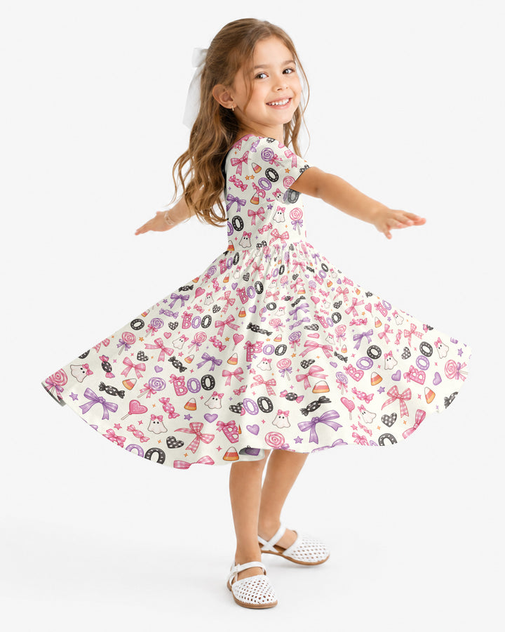 Coquette Halloween Candy Boo Bamboo Twirl Dress