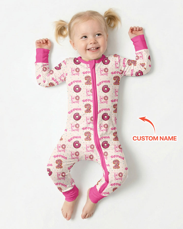 Custom Name Two Sweet Donut Bamboo Convertible Zippy
