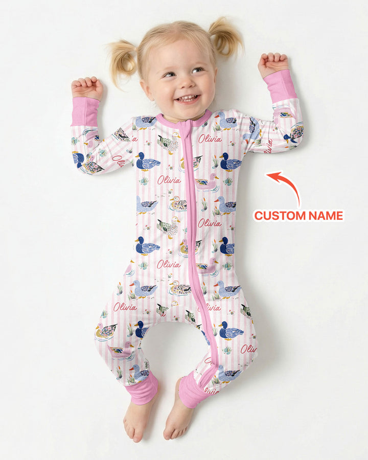 Whimsical Duck Custom Name Bamboo Convertible Zippy