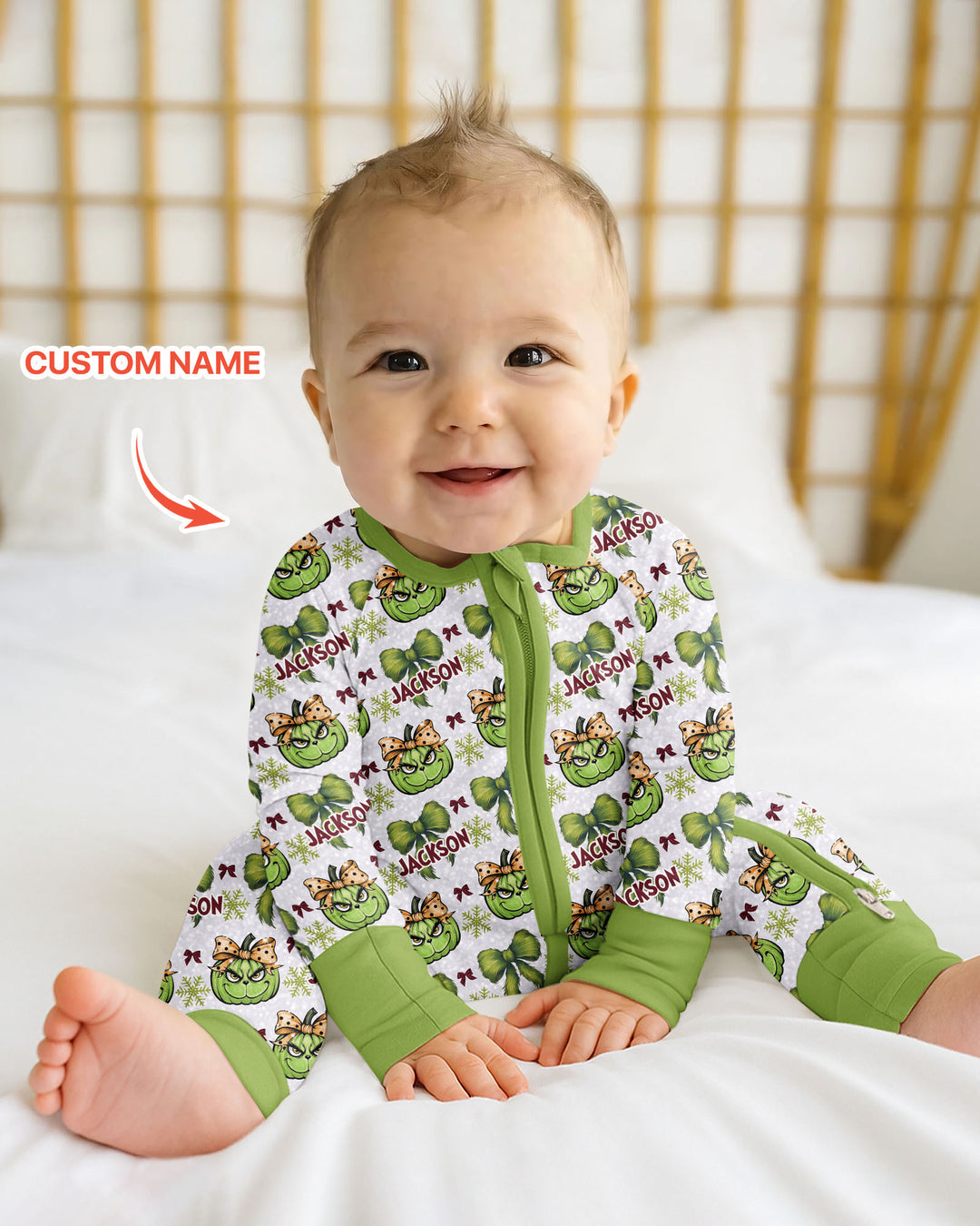 Custom Name Grumpy Green Christmas Bamboo Convertible Zippy