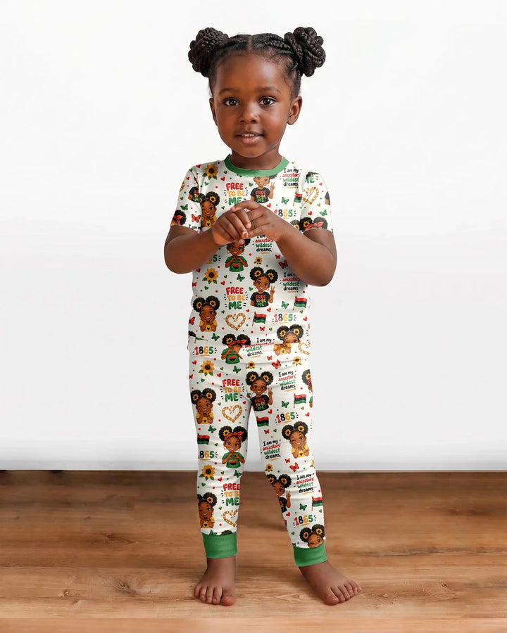 Juneteenth I am My Ancestors' Wildest Dream Bamboo Two Piece Short Sleeve Pajama Set