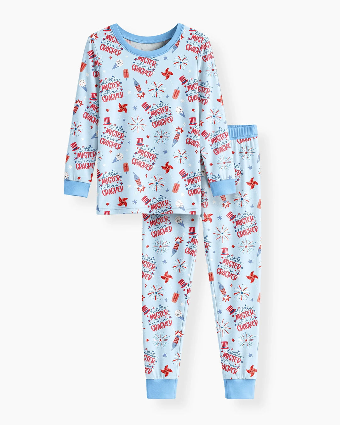 Little Miss Firecracker 4th July Bamboo Two Piece Long Sleeve Pajama Set