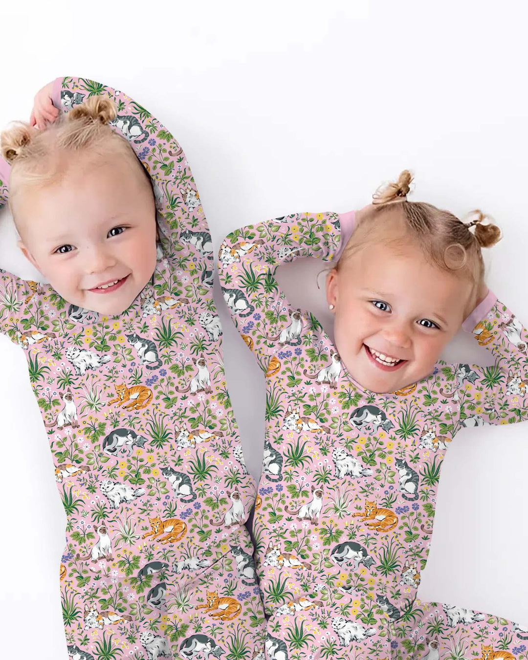 Kitten Garden Family Matching Bamboo Two Piece Long Sleeve Pajama Set