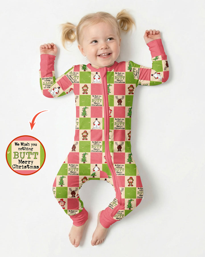 Nothing Butt Merry Christmas Checkerboard Bamboo Convertible Zippy